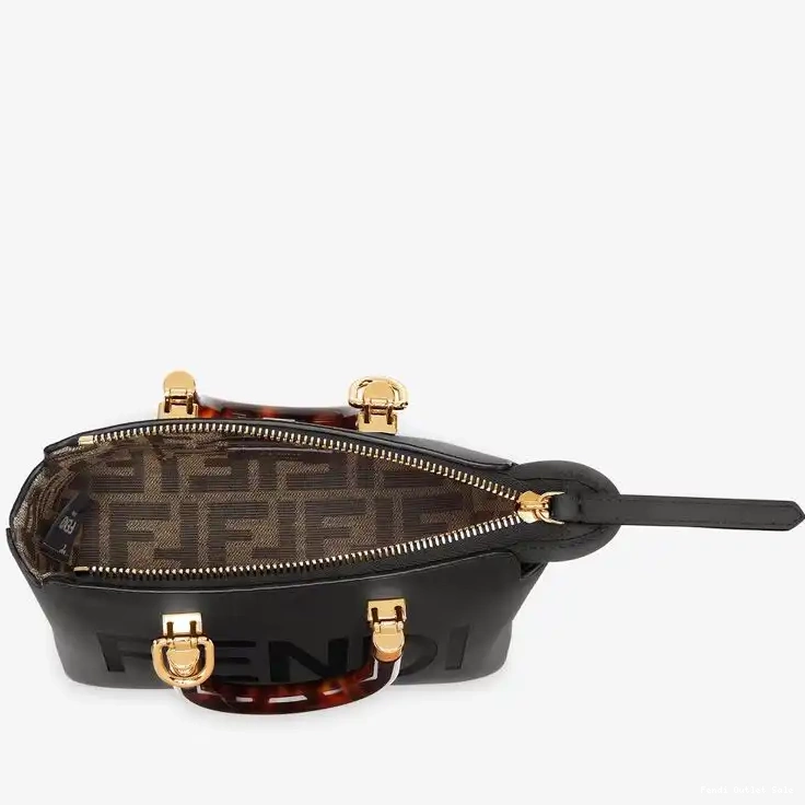 Affordable The Boston Bag Leather Logo Black ROMA In By Fendi Mini Way Calf 0619
